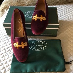 Stubbs & Wootton wine velvet shoes. New in box. 8.5